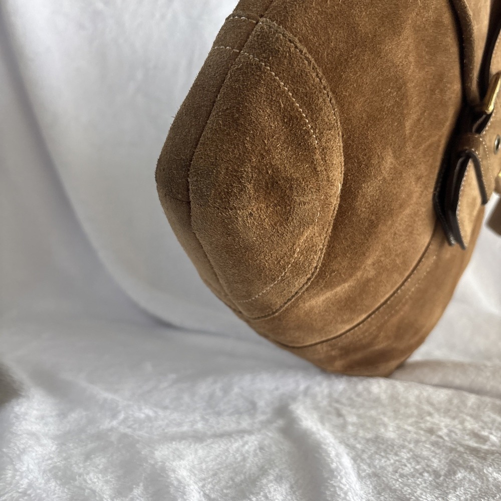 COACH Soho Handbag Brown Tan Suede Leather Hobo Crossbody Shoulder Bag - Picture 10 of 16